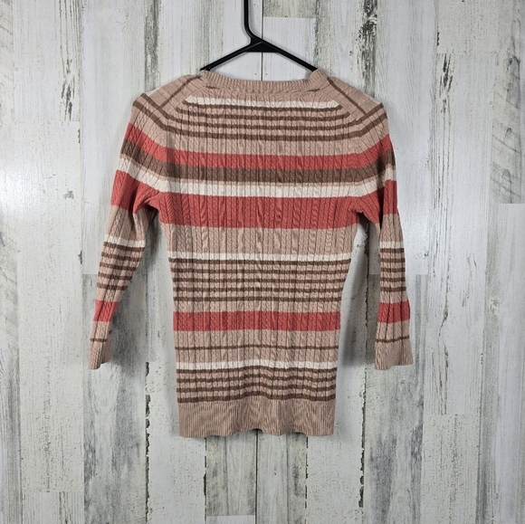3/$15 Croft&barrow tan striped light sweater/shirt women's size small - Picture 4 of 9